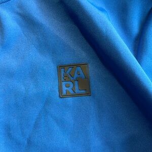 Karl Lagerfeld  blue and white striped zip-up hoodie